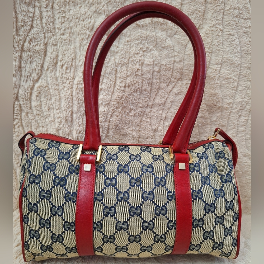 Gucci Boston Beige Canvas Handbag